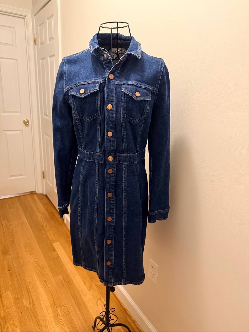 JCrew  Dark Blue Denim Button-Front Shirt Dress